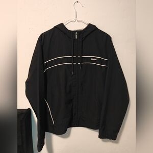 Reebok Black Hooded Windbreaker with White Piping